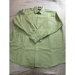 Stafford Green Long Sleeve Button-Up Dress Shirt Men's Size 18 35/37
